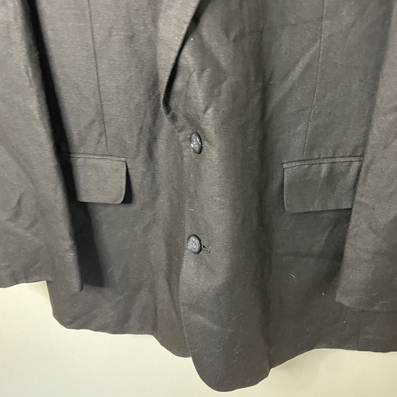 VINTAGE Guy Laroche Paris Black Men’s Linen Blend Blazer Jacket Sz 40R (42R) - Picture 9 of 16